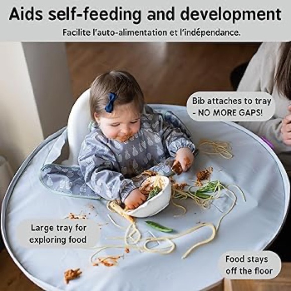 Tidy Tot Bib and Tray Kit in Sand Fox Bib Toddler Mealtime Easy Cleanup - Picture 8 of 16